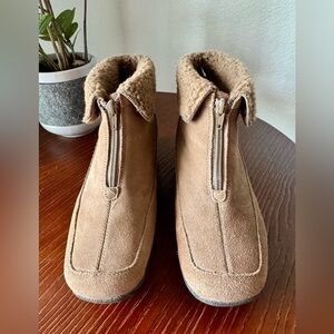 Dr. Scholl's Tan Leather Ankle Boots with Zipper Womens Size 8.5